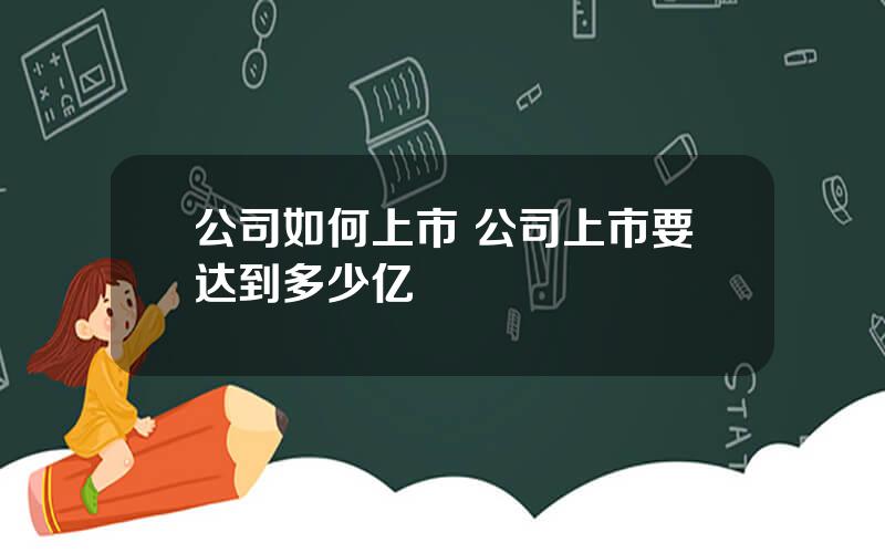 公司如何上市 公司上市要达到多少亿